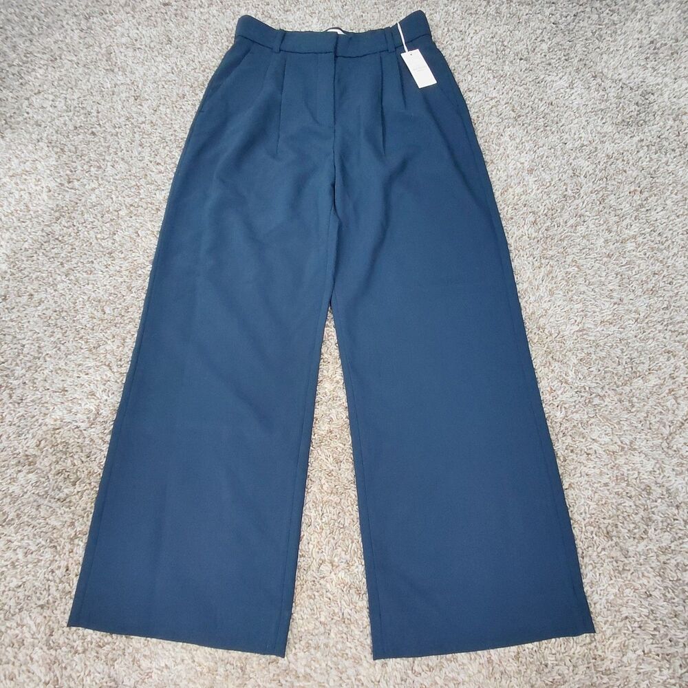 Abercrombie & Fitch Sloane Tailored Pant Womens 28 Short Navy Wide Leg Pleated